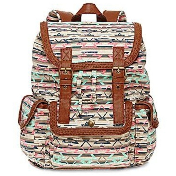 Olsenboye Tribal-Print Cotton ornamented School office College Backpack - Picture 1 of 16